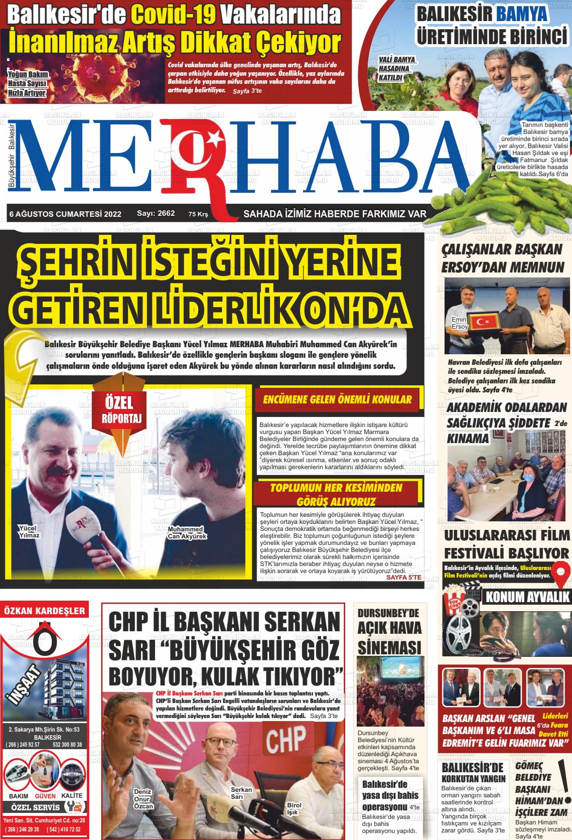 06 Ağustos 2022 Büyükşehir Merhaba GAzetesi Gazete Manşeti