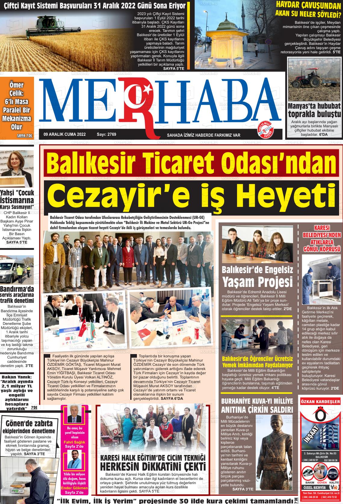 09 Aralık 2022 Büyükşehir Merhaba GAzetesi Gazete Manşeti