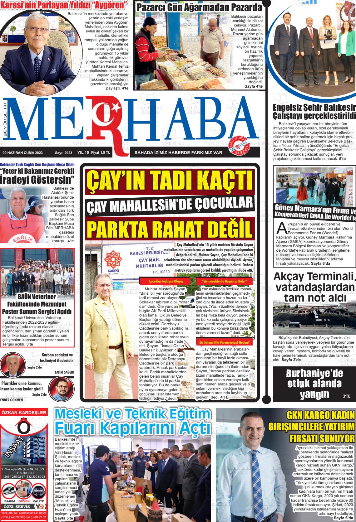 10 Haziran 2023 Büyükşehir Merhaba GAzetesi Gazete Manşeti