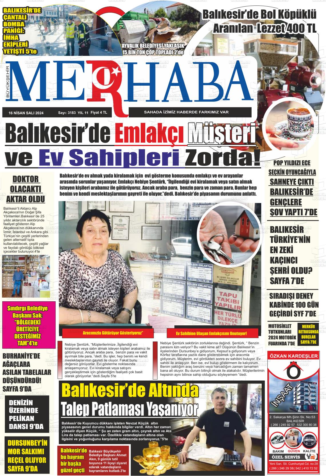 19 Nisan 2024 Büyükşehir Merhaba GAzetesi Gazete Manşeti