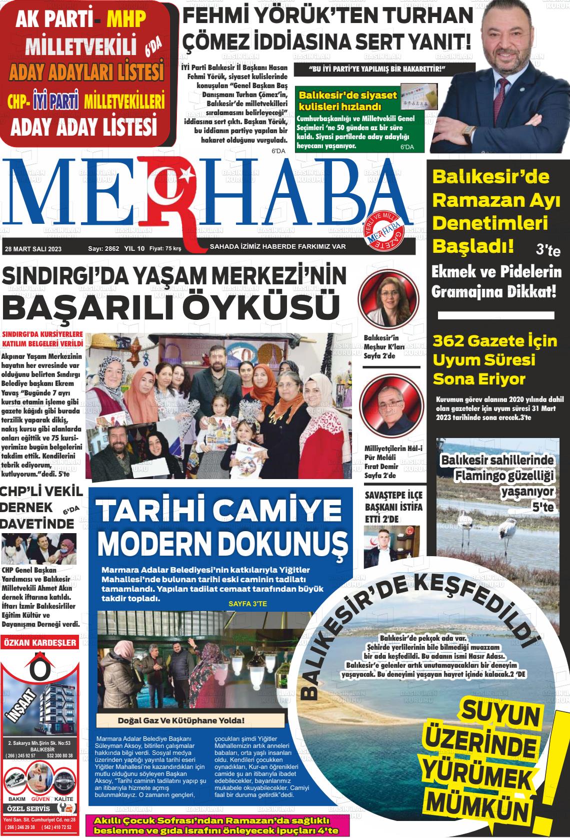 28 Mart 2023 Büyükşehir Merhaba GAzetesi Gazete Manşeti