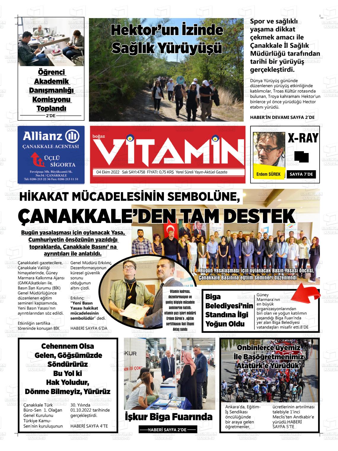 04 Ekim 2022 Gazete Vitamin Gazete Manşeti