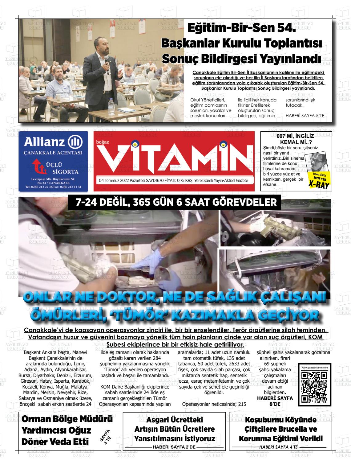 04 Temmuz 2022 Gazete Vitamin Gazete Manşeti