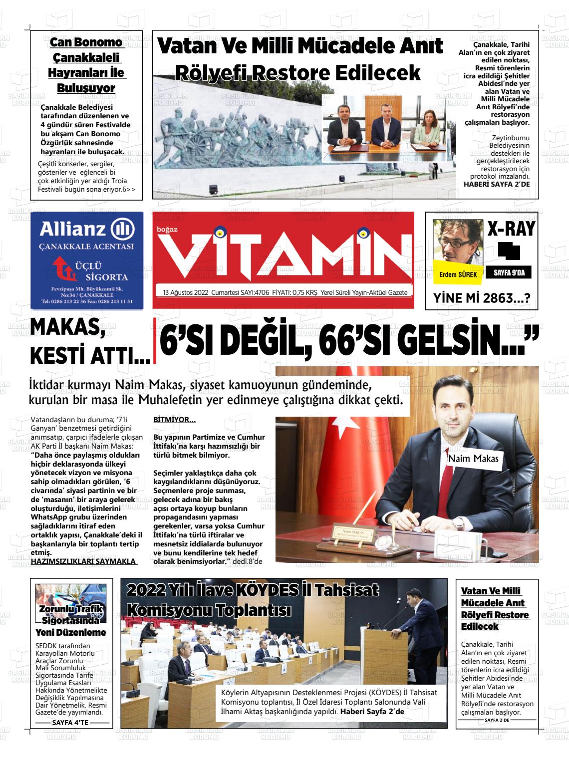Gazete Vitamin Gazete Manşeti