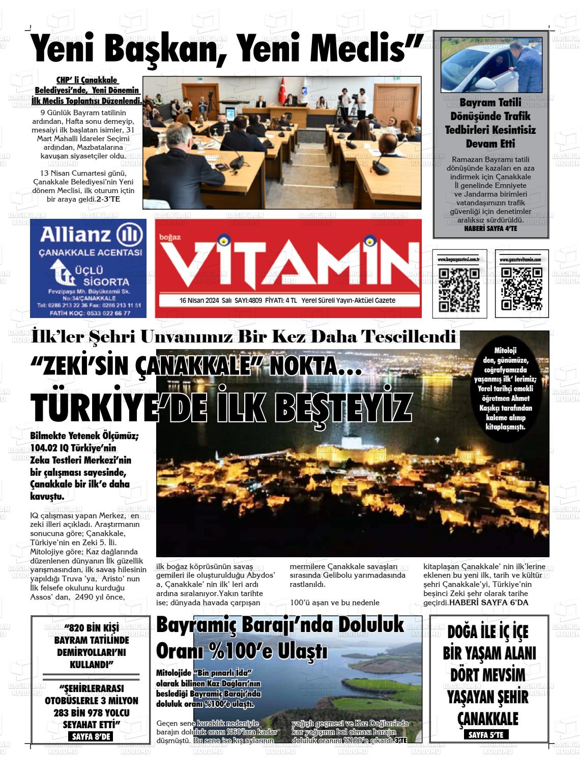 18 Nisan 2024 Gazete Vitamin Gazete Manşeti