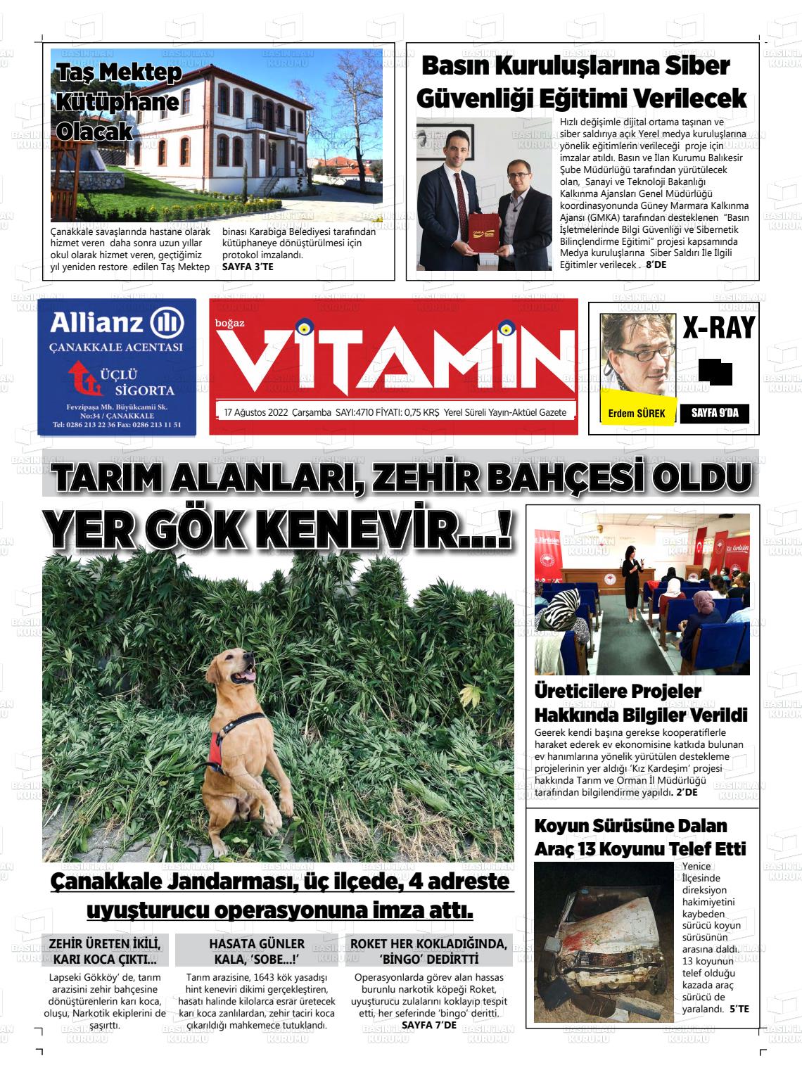 17 Ağustos 2022 Gazete Vitamin Gazete Manşeti