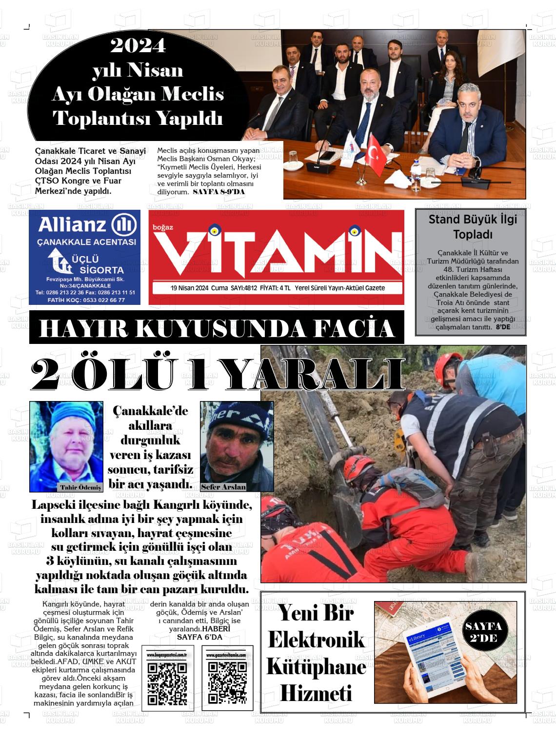 19 Nisan 2024 Gazete Vitamin Gazete Manşeti