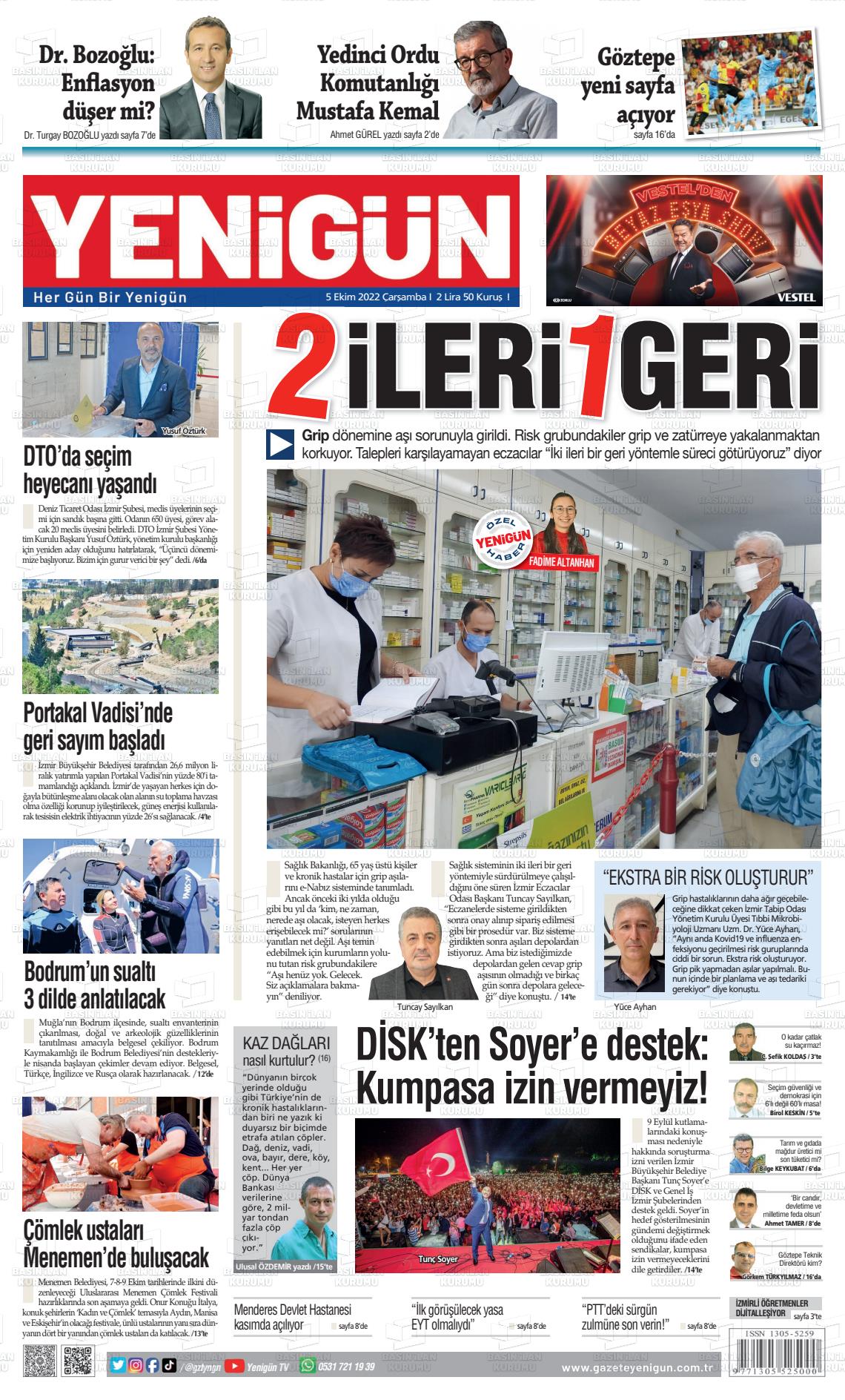 05 Ekim 2022 Yeni Gün Gazete Manşeti