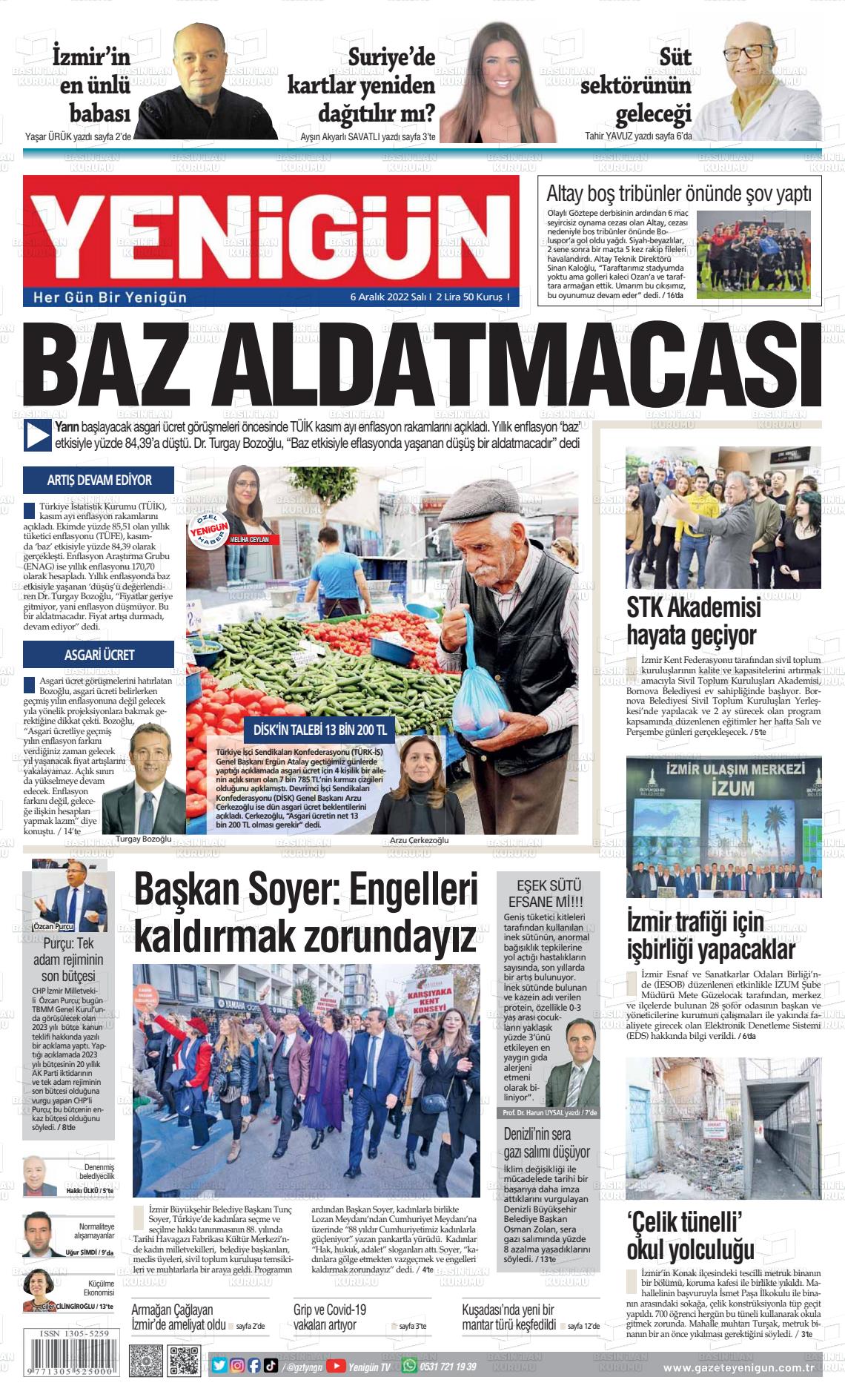06 Aralık 2022 Yeni Gün Gazete Manşeti