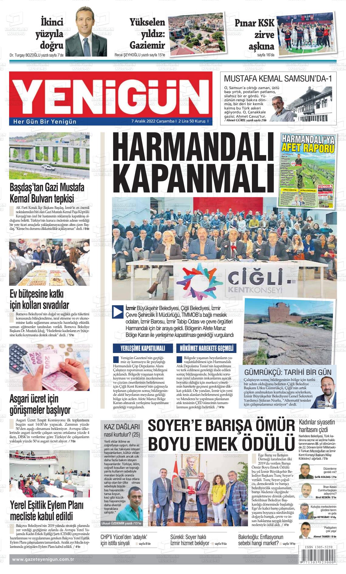 07 Aralık 2022 Yeni Gün Gazete Manşeti