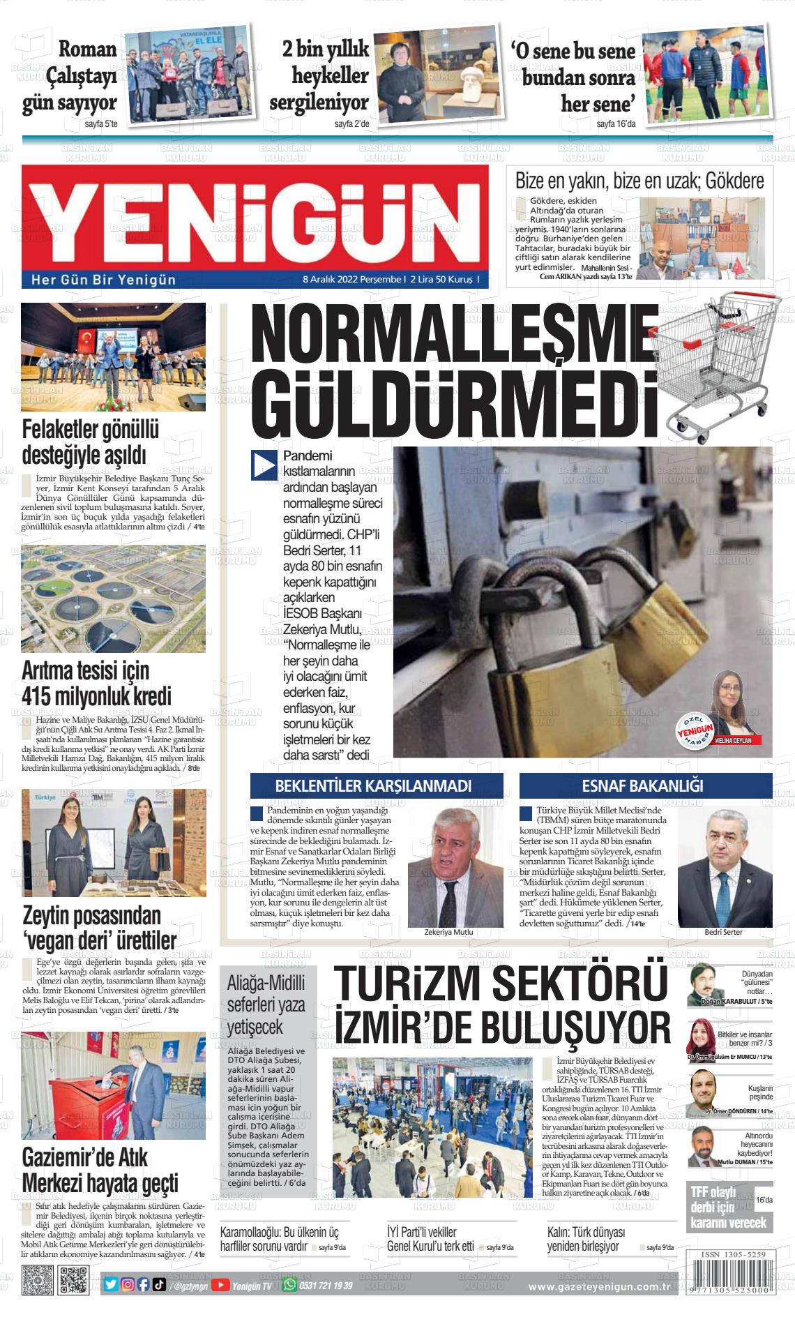 08 Aralık 2022 Yeni Gün Gazete Manşeti