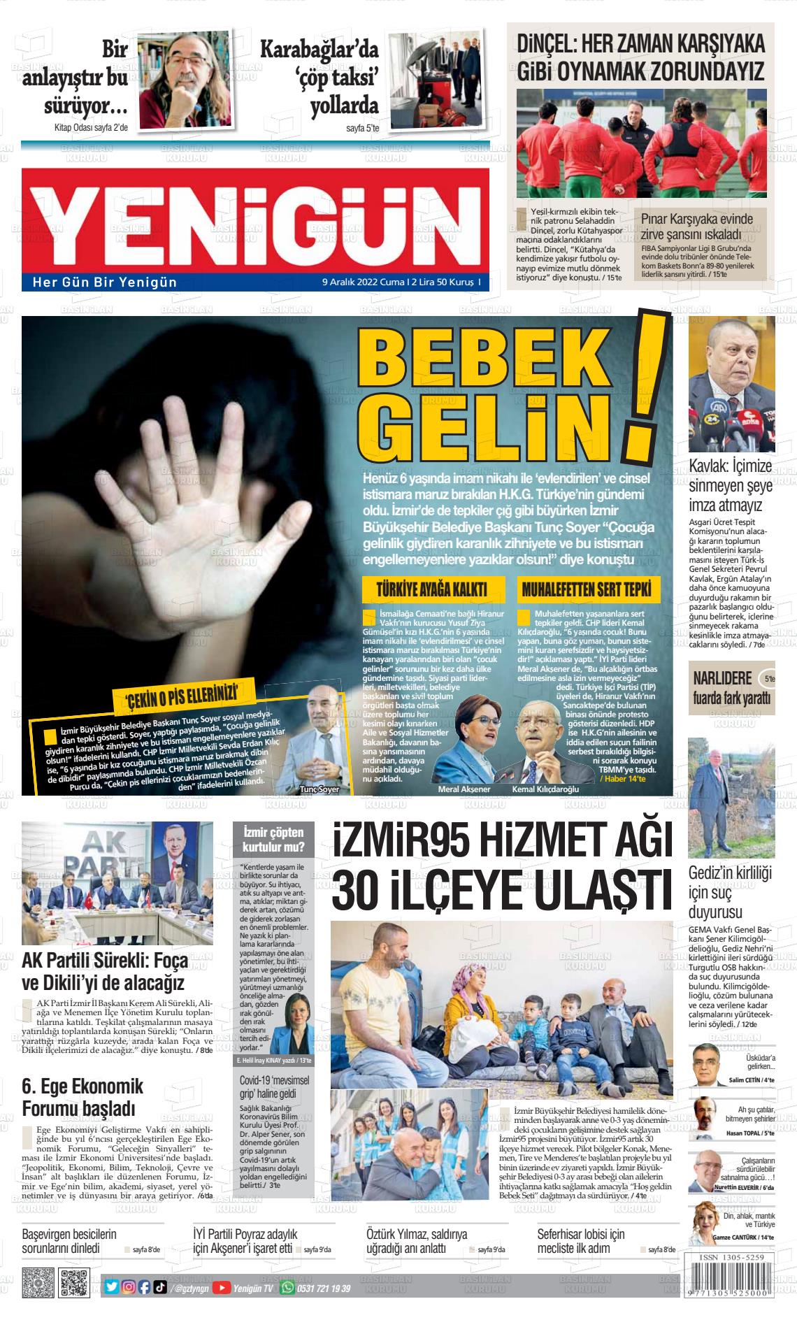 09 Aralık 2022 Yeni Gün Gazete Manşeti