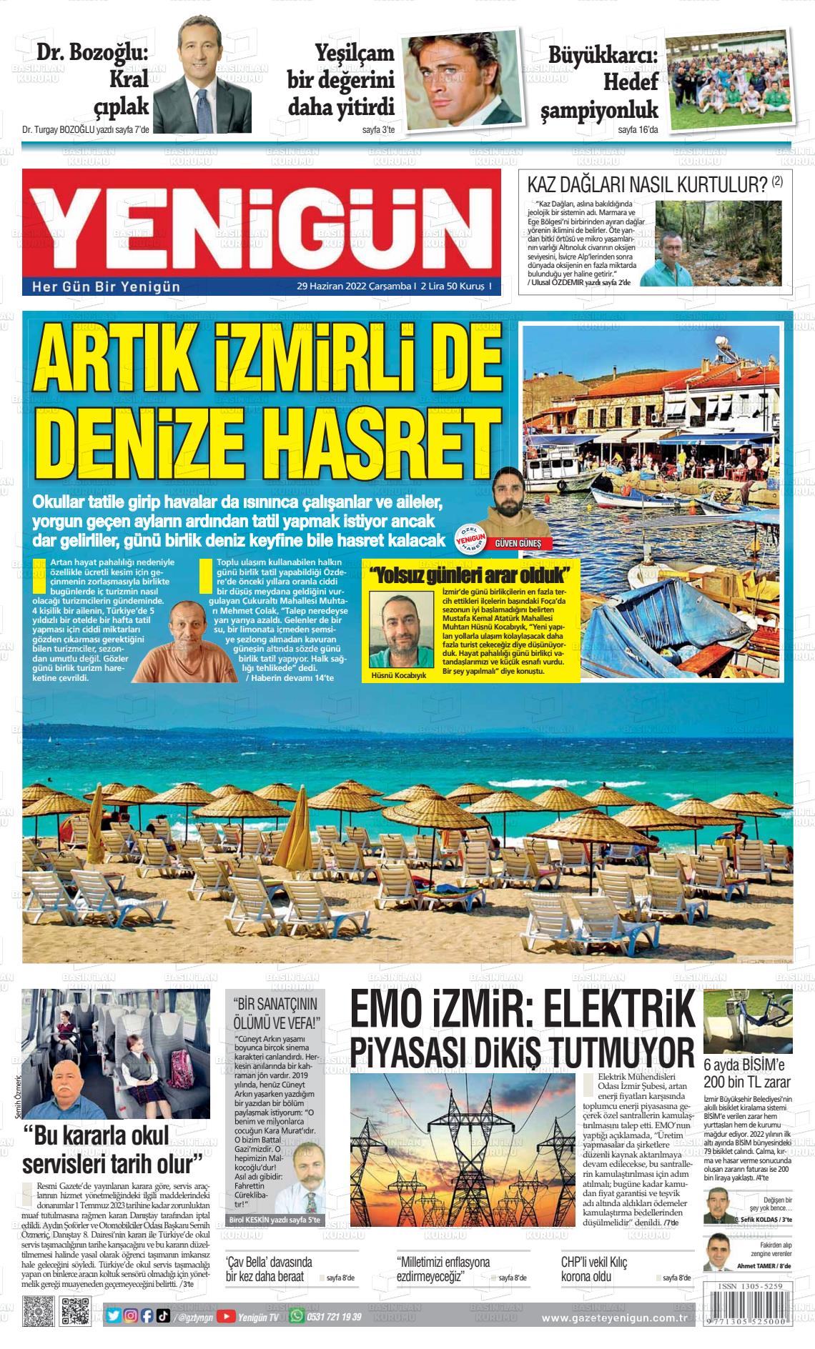 29 Haziran 2022 Yeni Gün Gazete Manşeti