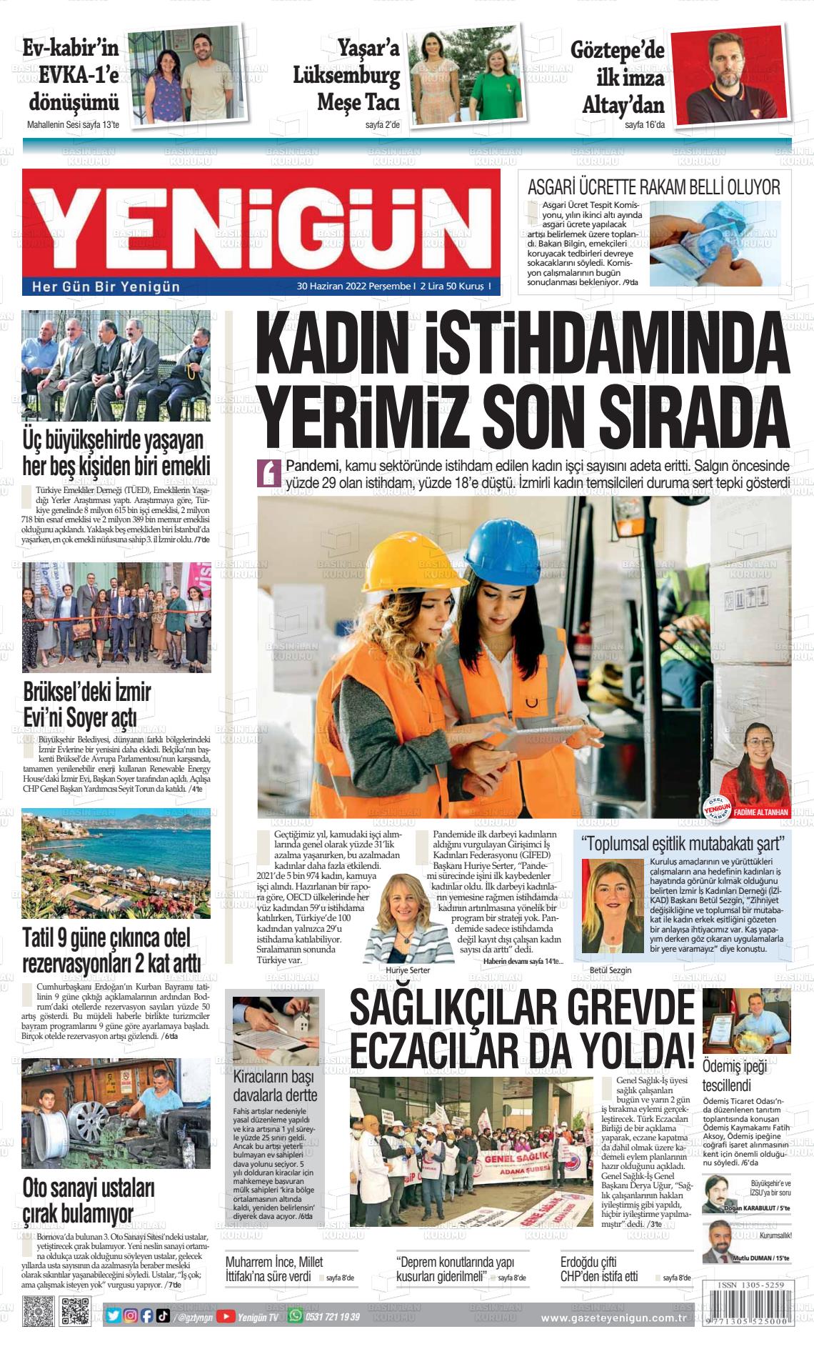30 Haziran 2022 Yeni Gün Gazete Manşeti