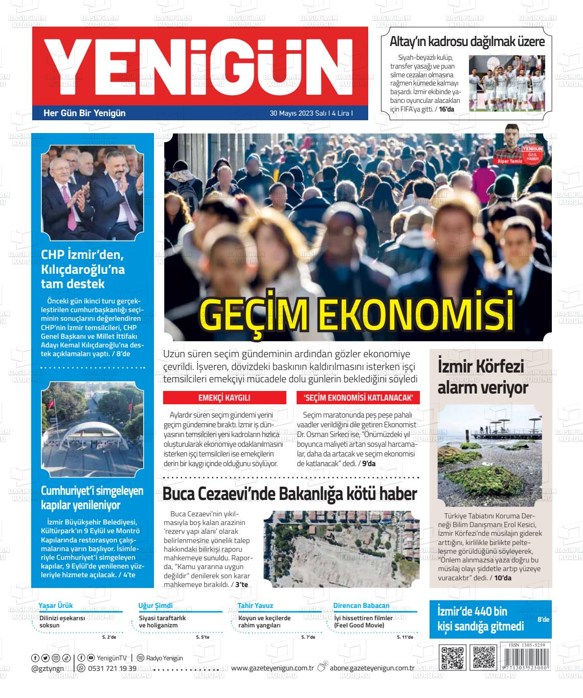 30 Mayıs 2023 Yeni Gün Gazete Manşeti