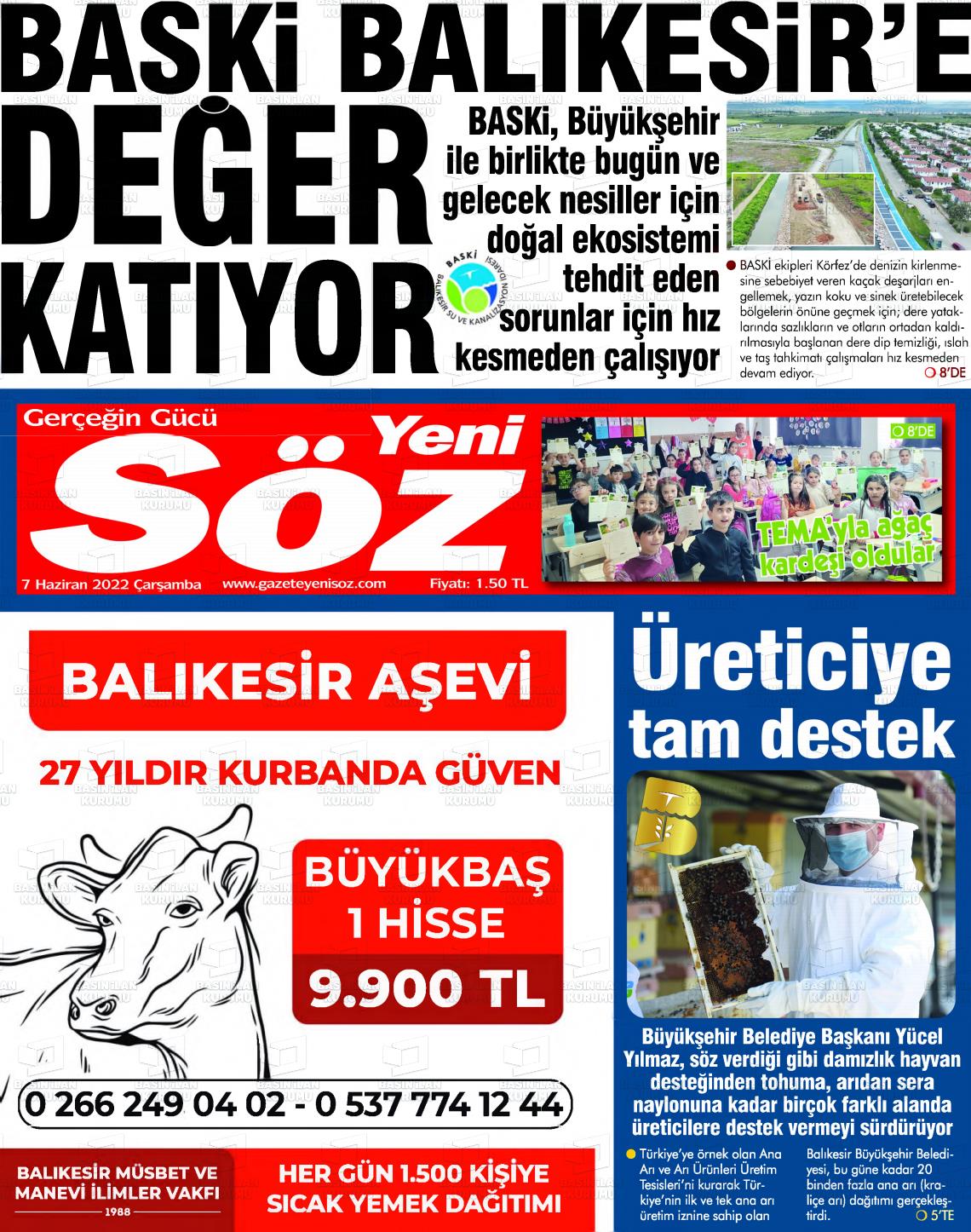 07 Haziran 2023 Yeni Söz Gazete Manşeti