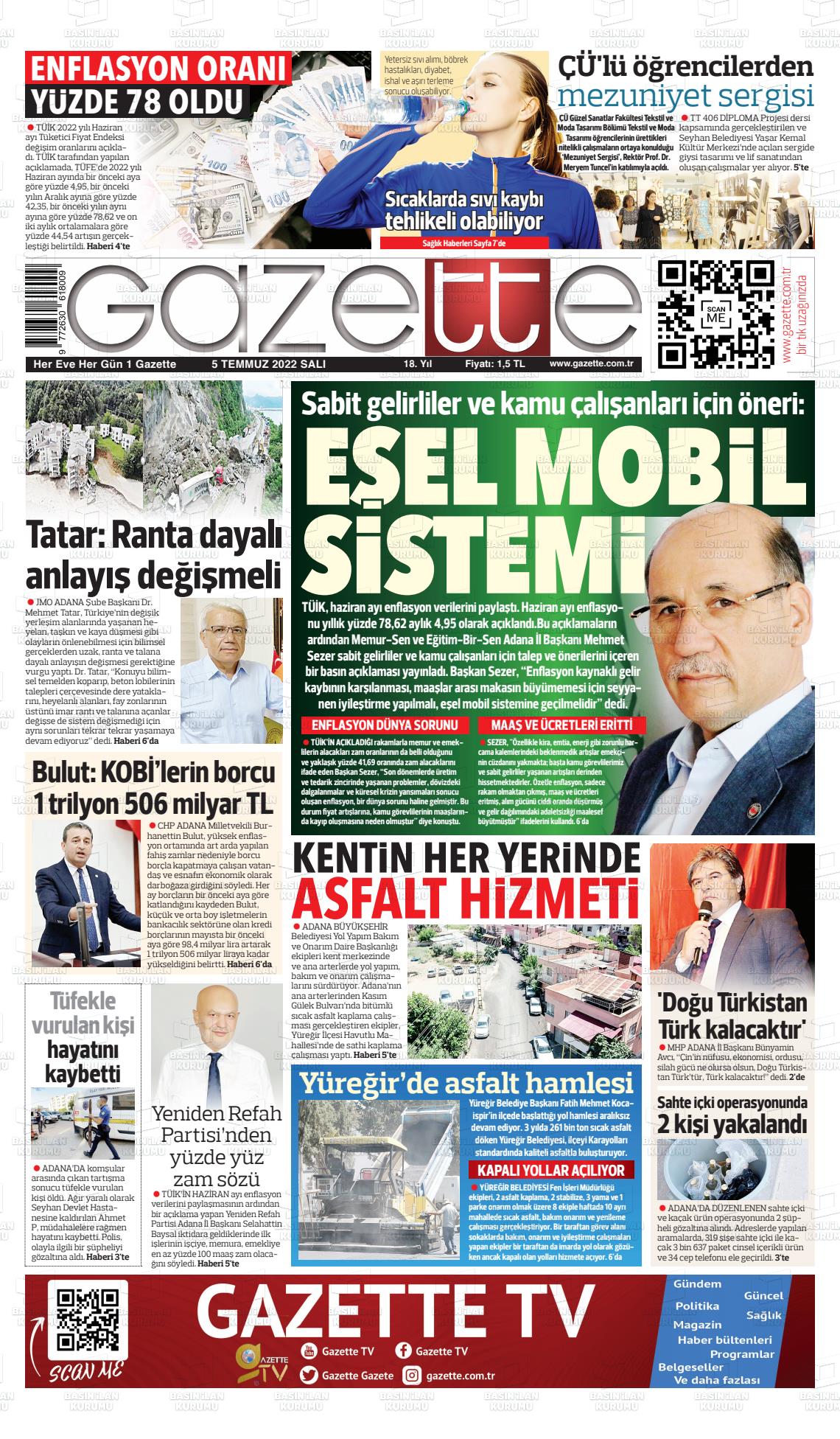 05 Temmuz 2022 Gazette Gazete Manşeti