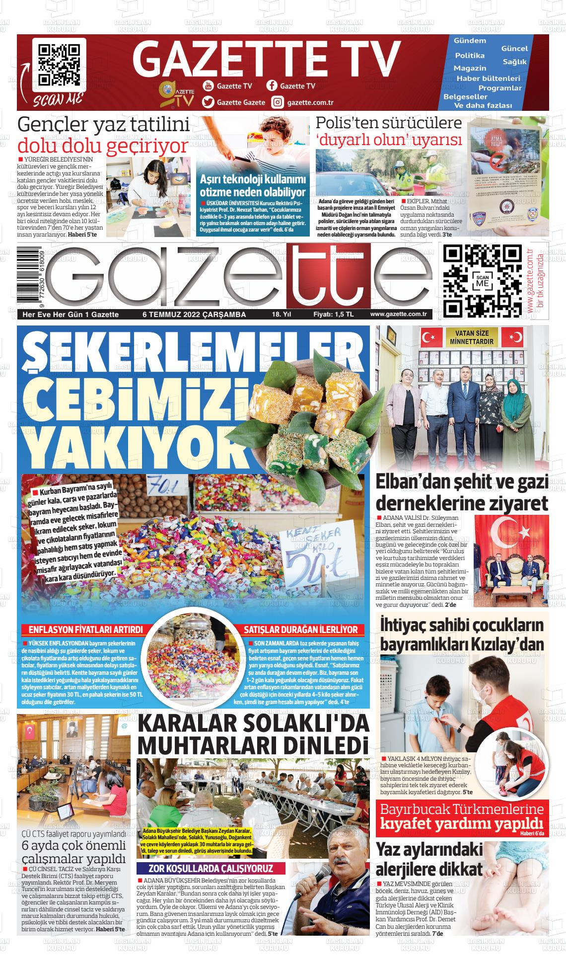 06 Temmuz 2022 Gazette Gazete Manşeti