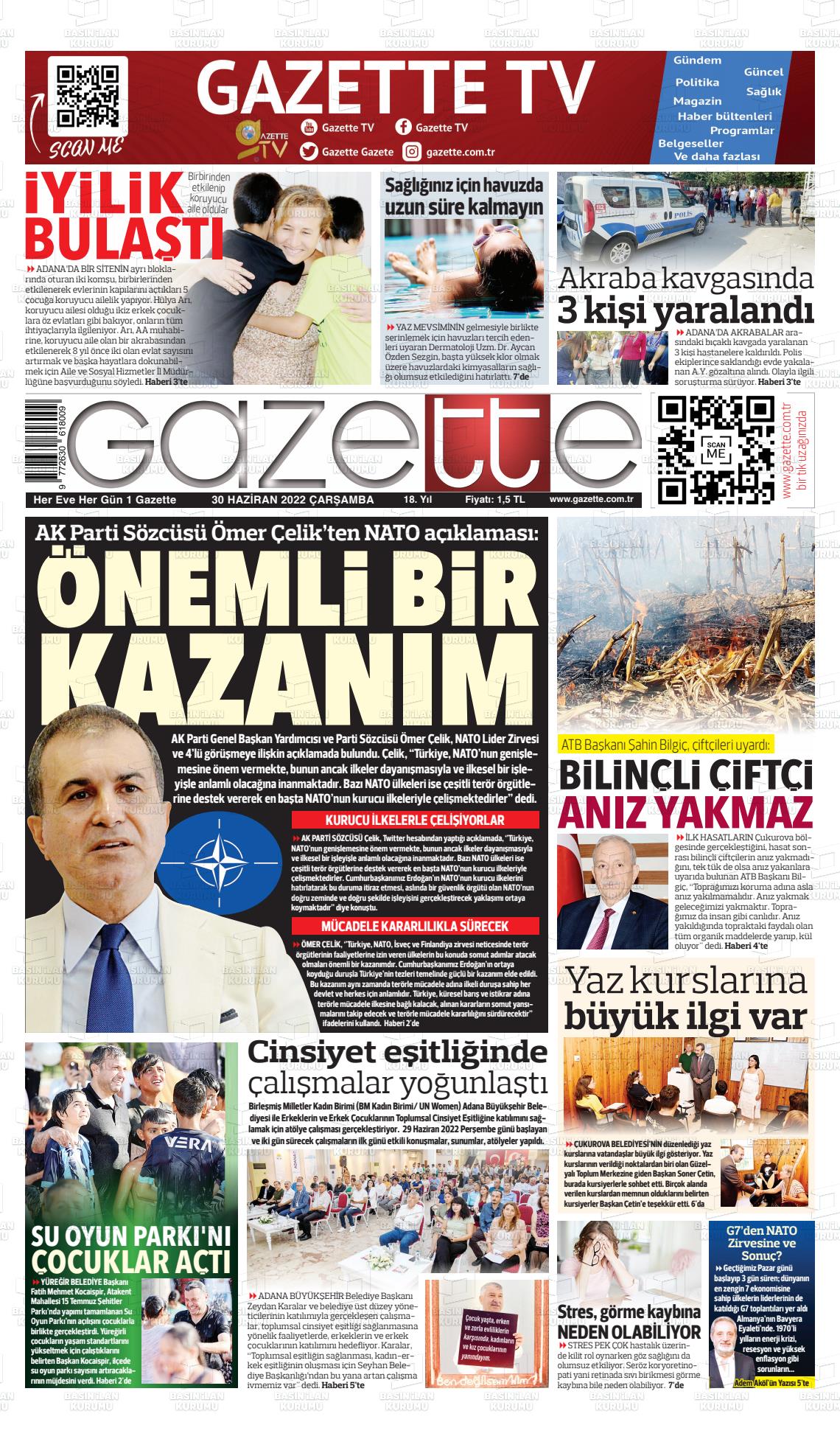 30 Haziran 2022 Gazette Gazete Manşeti