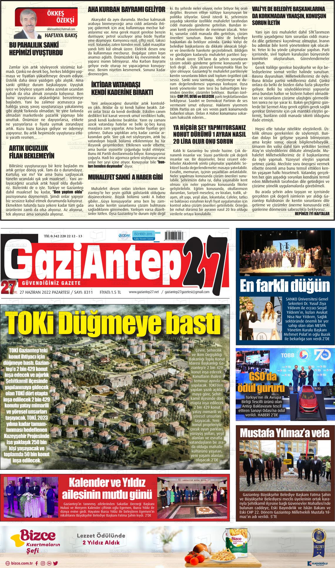 Haziran Tarihli Gaziantep Gazete Man Etleri