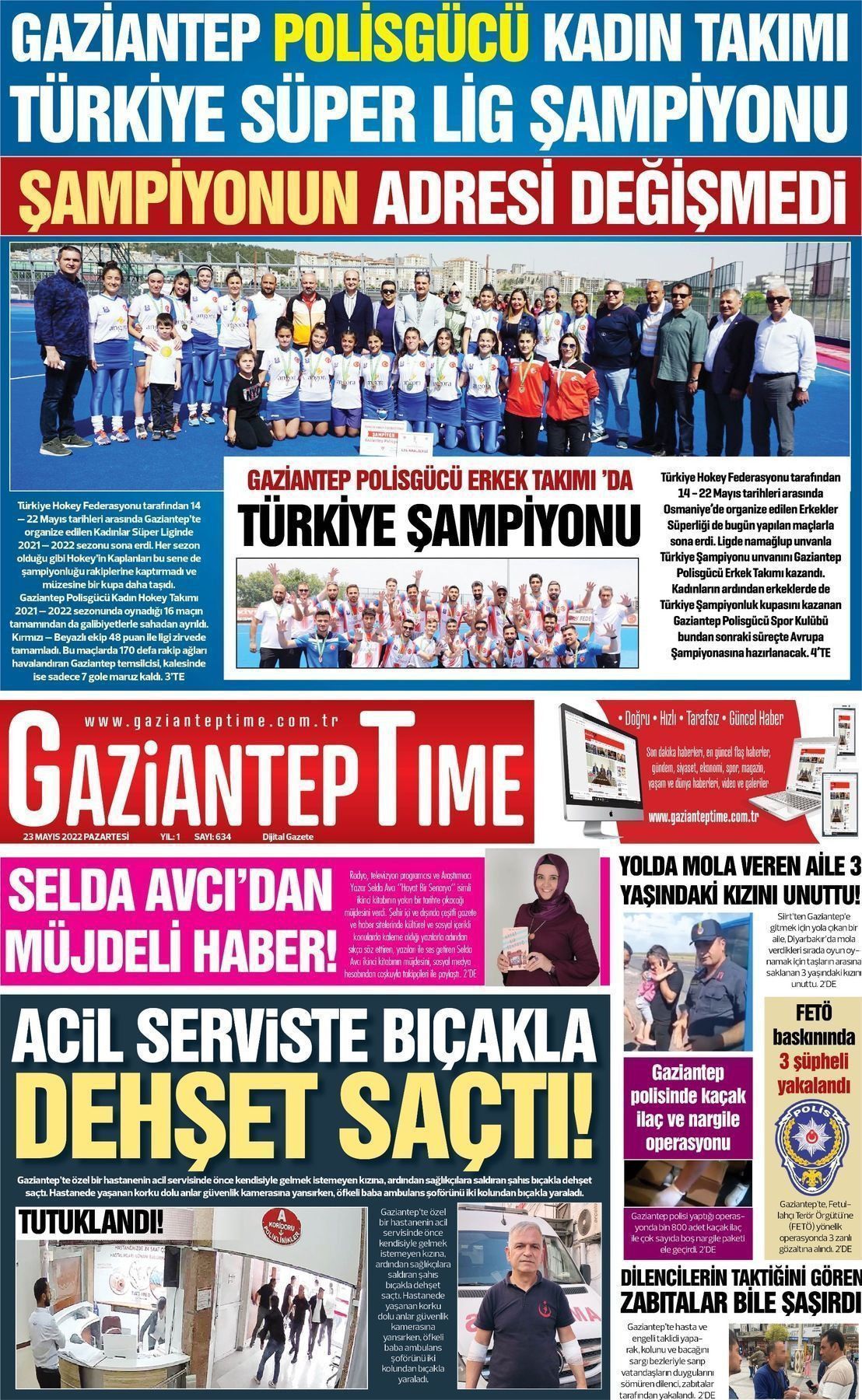 23 Mayıs 2022 Gaziantep Time Gazete Manşeti