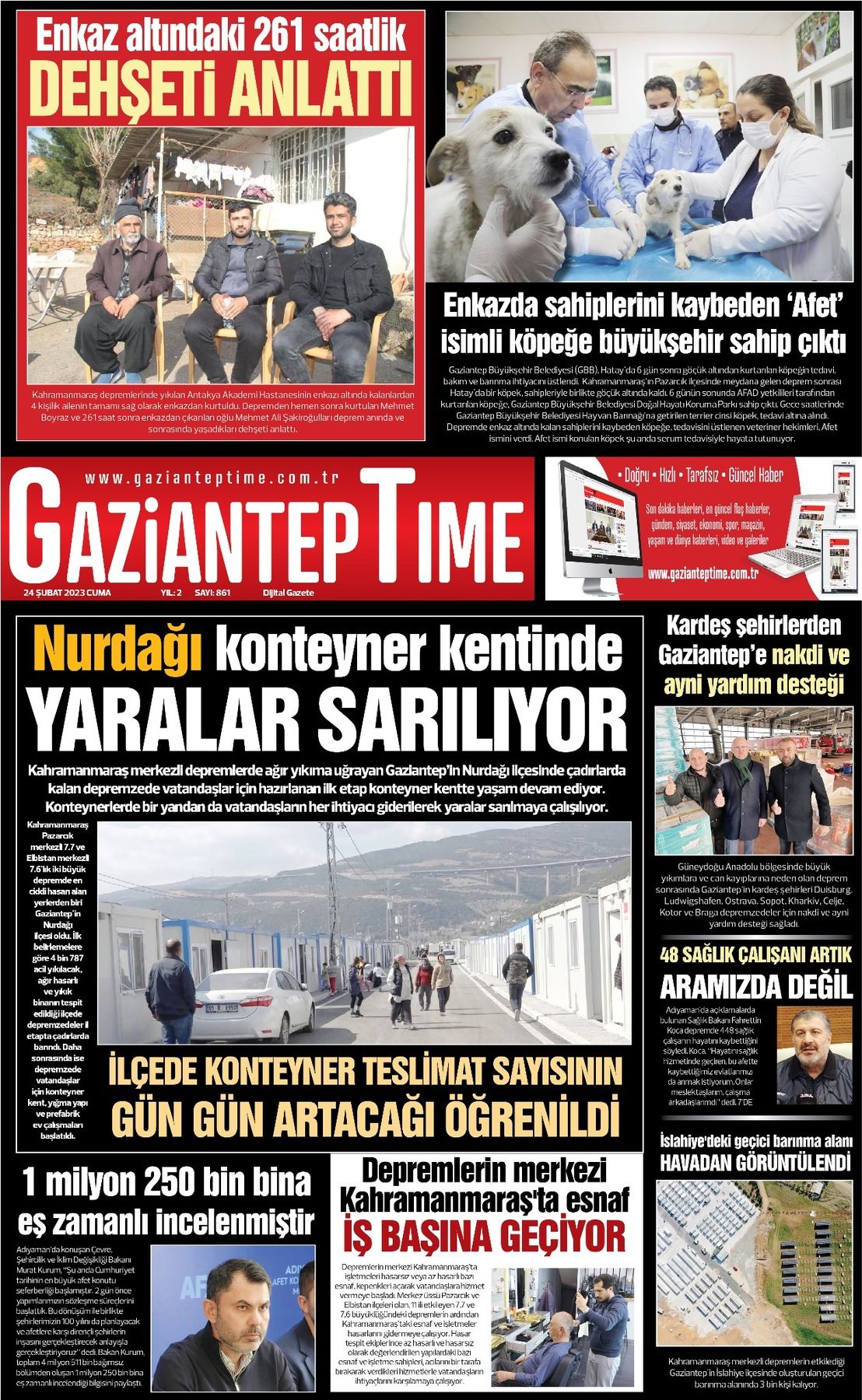 25 Mart 2023 Gaziantep Time Gazete Manşeti