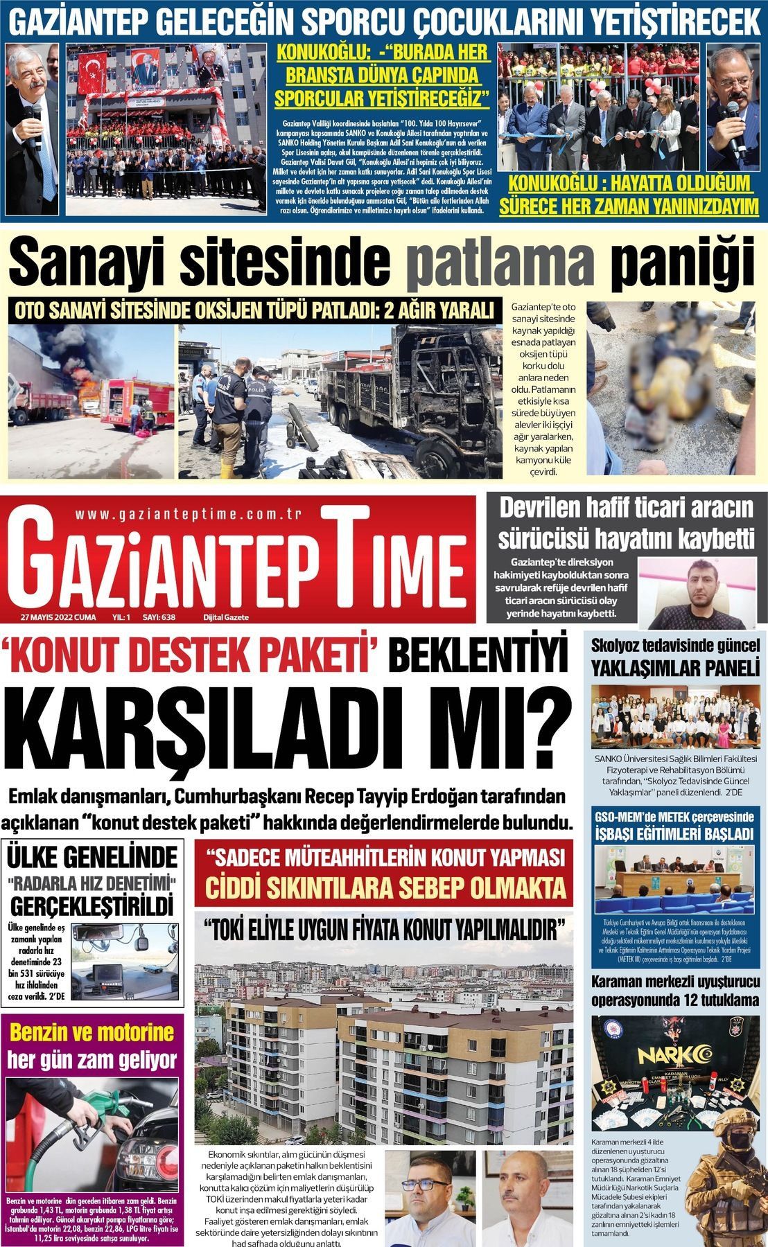 27 Mayıs 2022 Gaziantep Time Gazete Manşeti