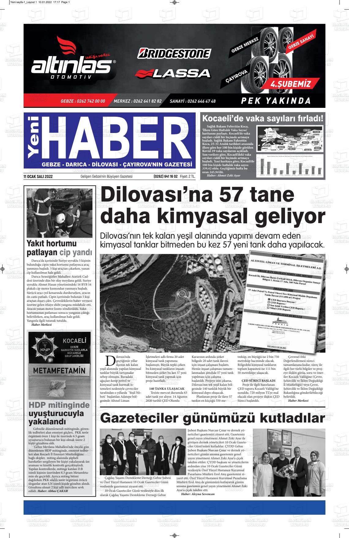 11 Ocak 2022 Gebze Haber Gazete Manşeti