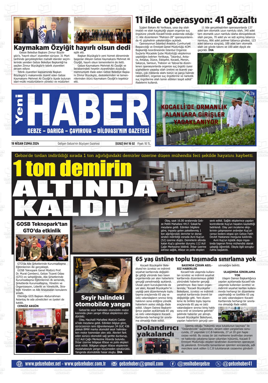19 Nisan 2024 Gebze Haber Gazete Manşeti