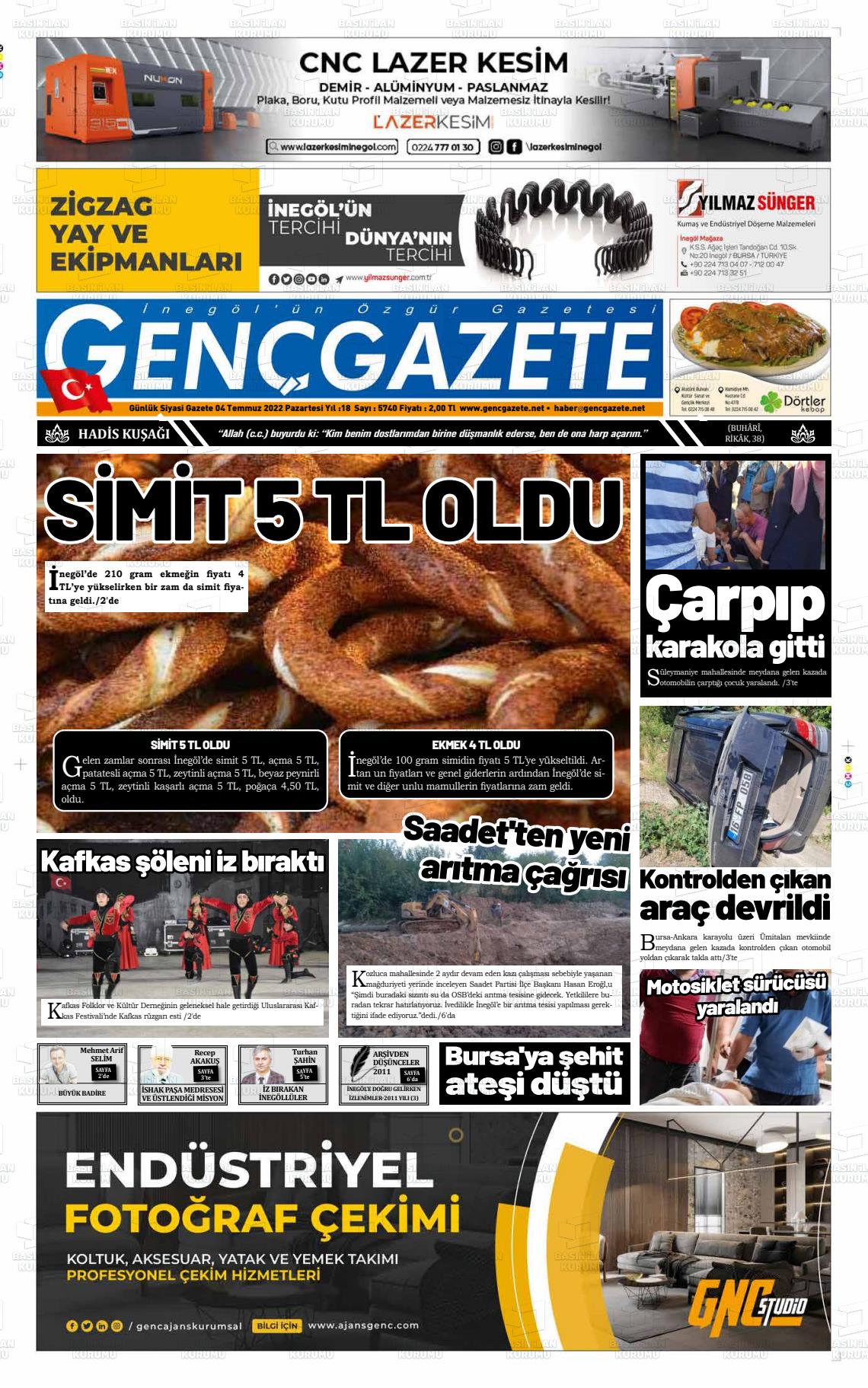 04 Temmuz 2022 Genç Gazete Gazete Manşeti