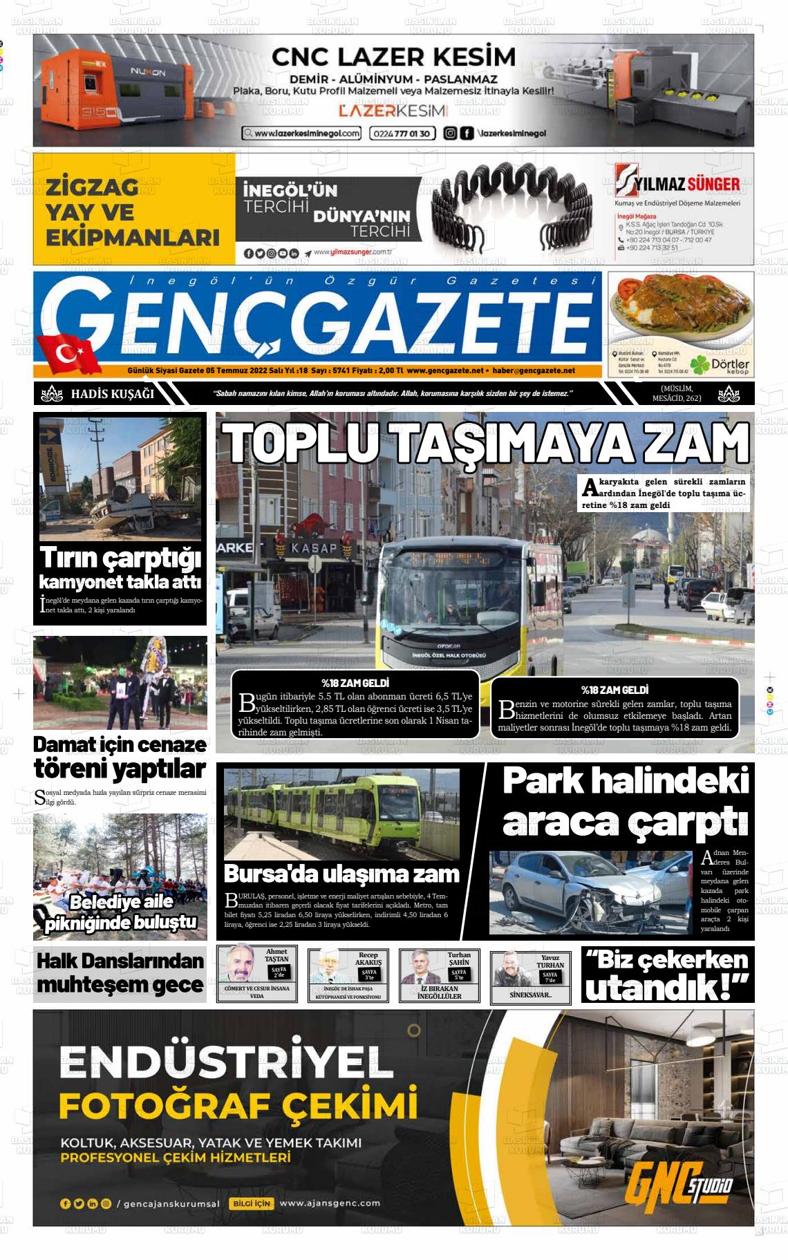 05 Temmuz 2022 Genç Gazete Gazete Manşeti