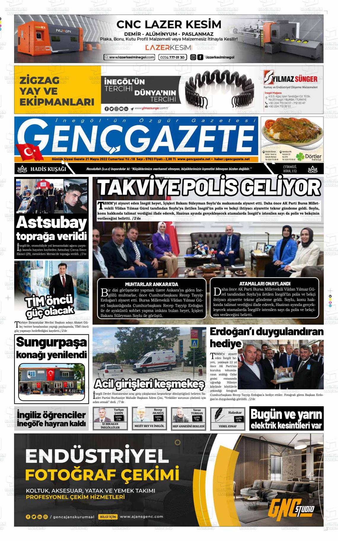 21 Mayıs 2022 Genç Gazete Gazete Manşeti