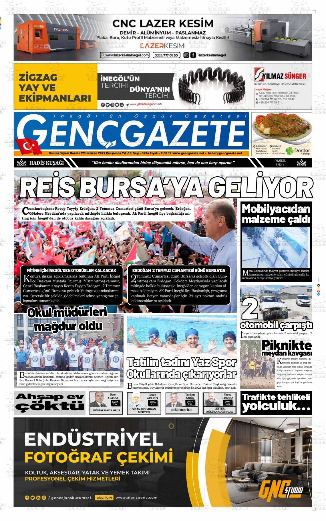 29 Haziran 2022 Genç Gazete Gazete Manşeti