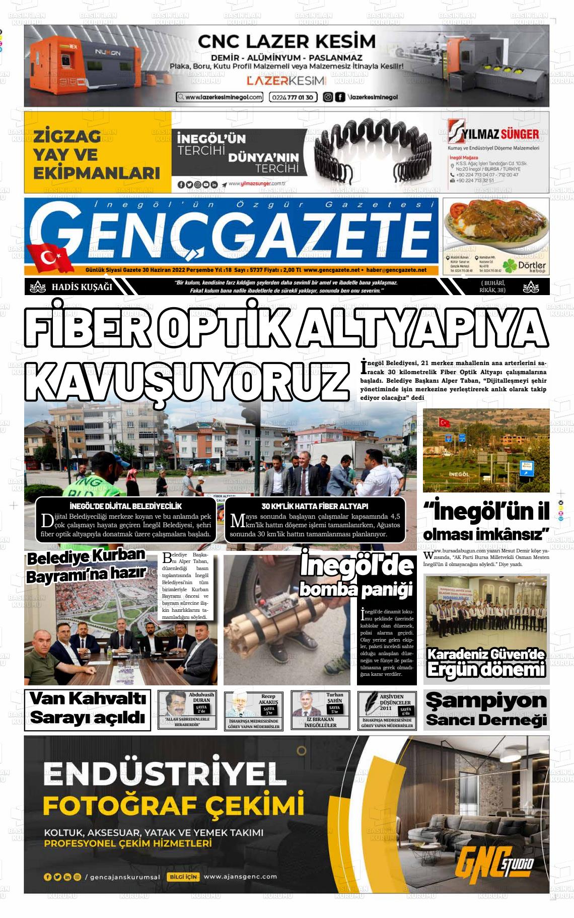 01 Temmuz 2022 Genç Gazete Gazete Manşeti