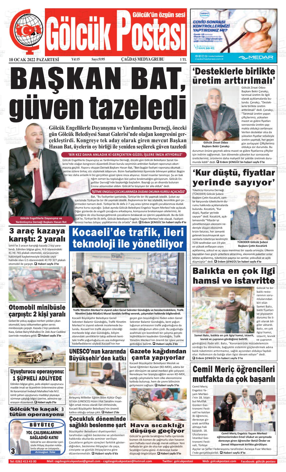 10 Ocak 2022 Gölcük Postasi Gazete Manşeti
