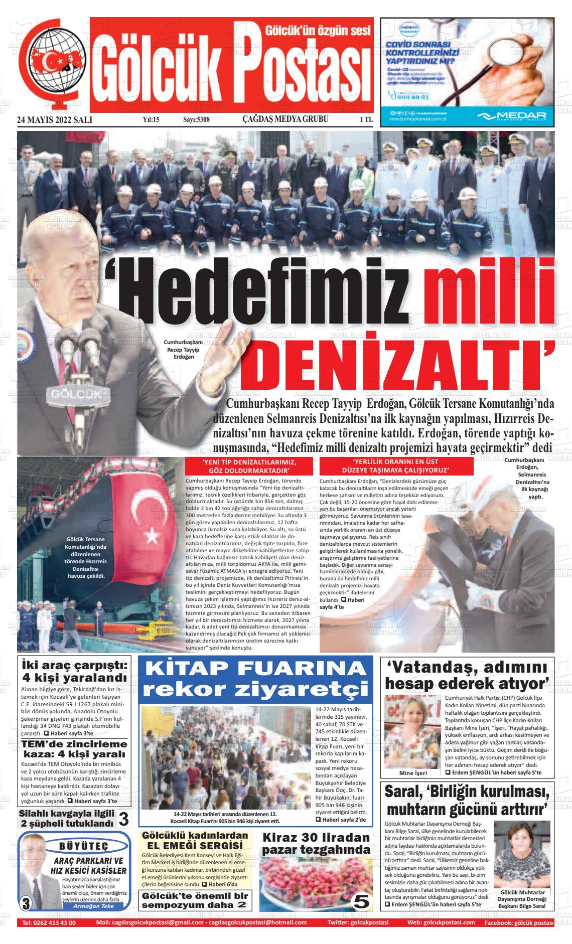 24 Mayıs 2022 Gölcük Postasi Gazete Manşeti