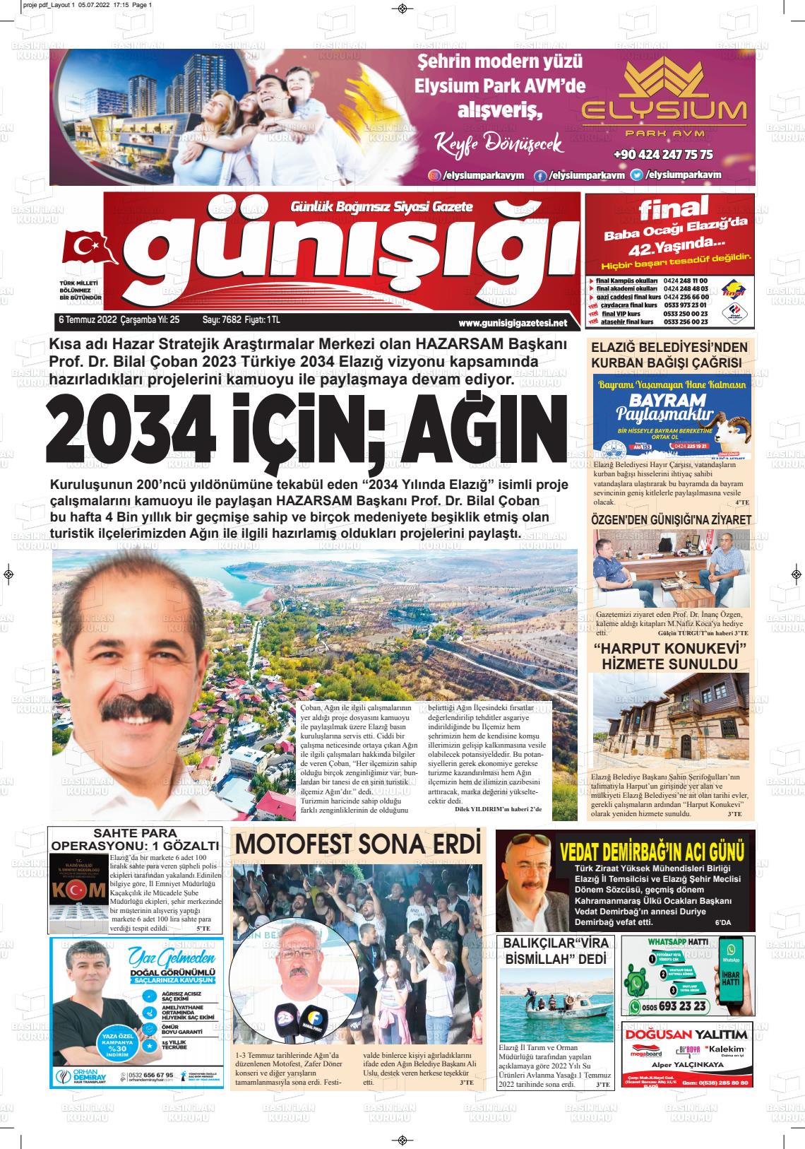 06 Temmuz 2022 Gün Işığı Gazete Manşeti