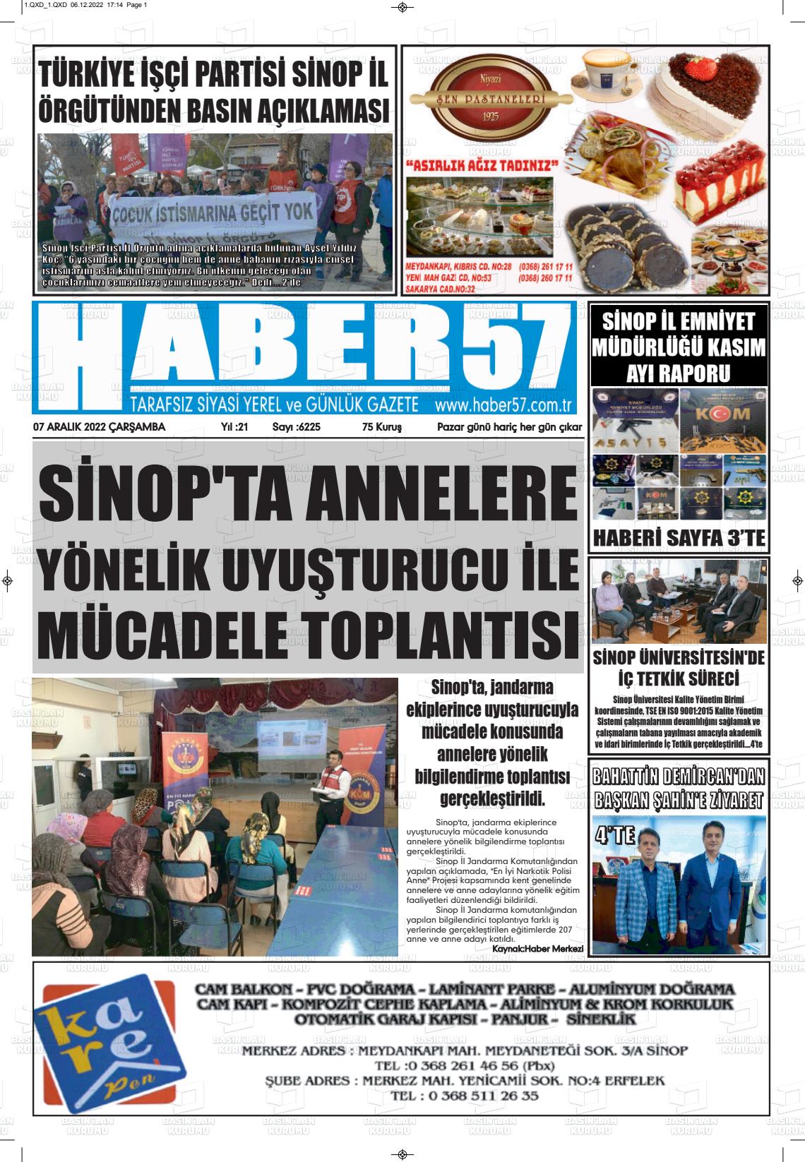 07 Aralık 2022 Haber 57 Gazete Manşeti