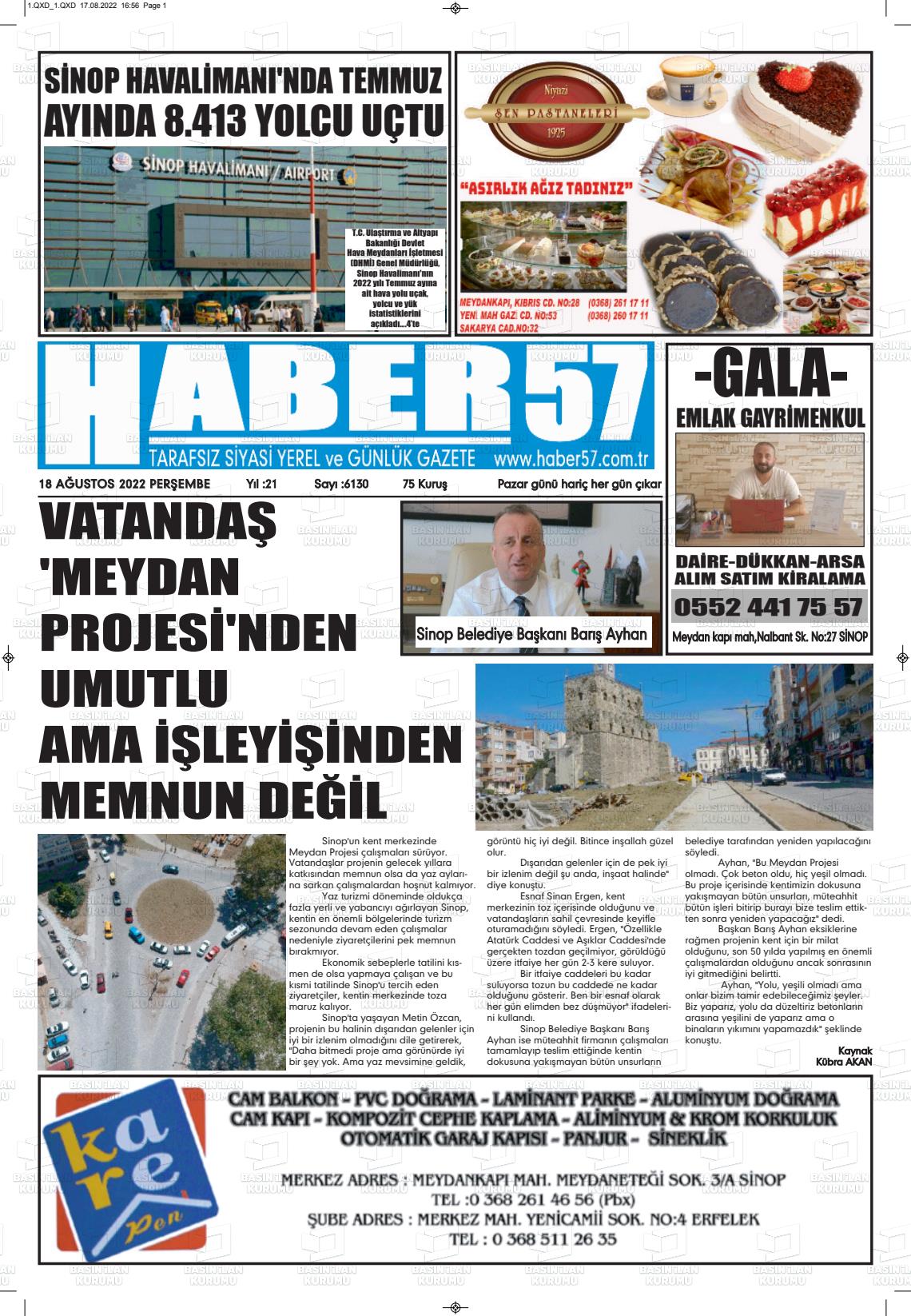 Haber 57 Gazete Manşeti