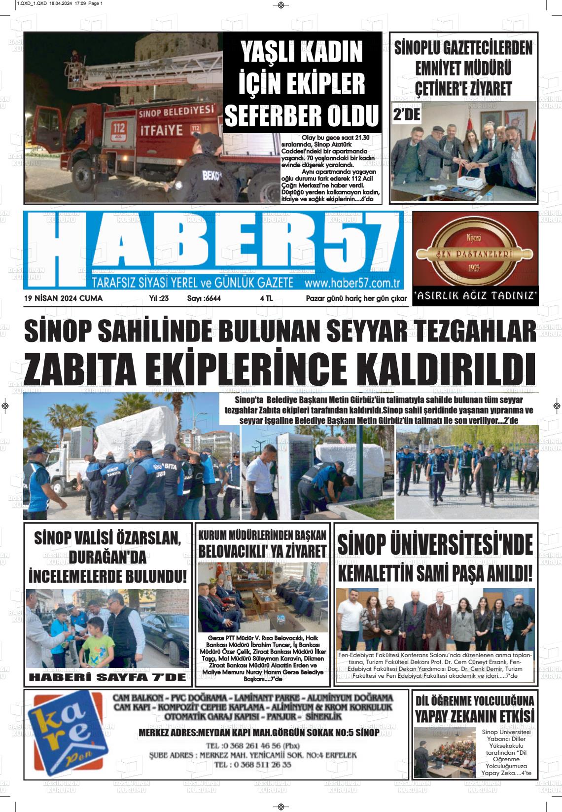 19 Nisan 2024 Haber 57 Gazete Manşeti