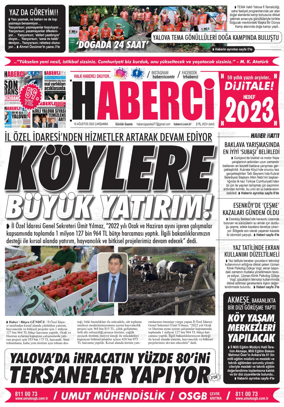 10 Ağustos 2022 Haberci Gazete Manşeti