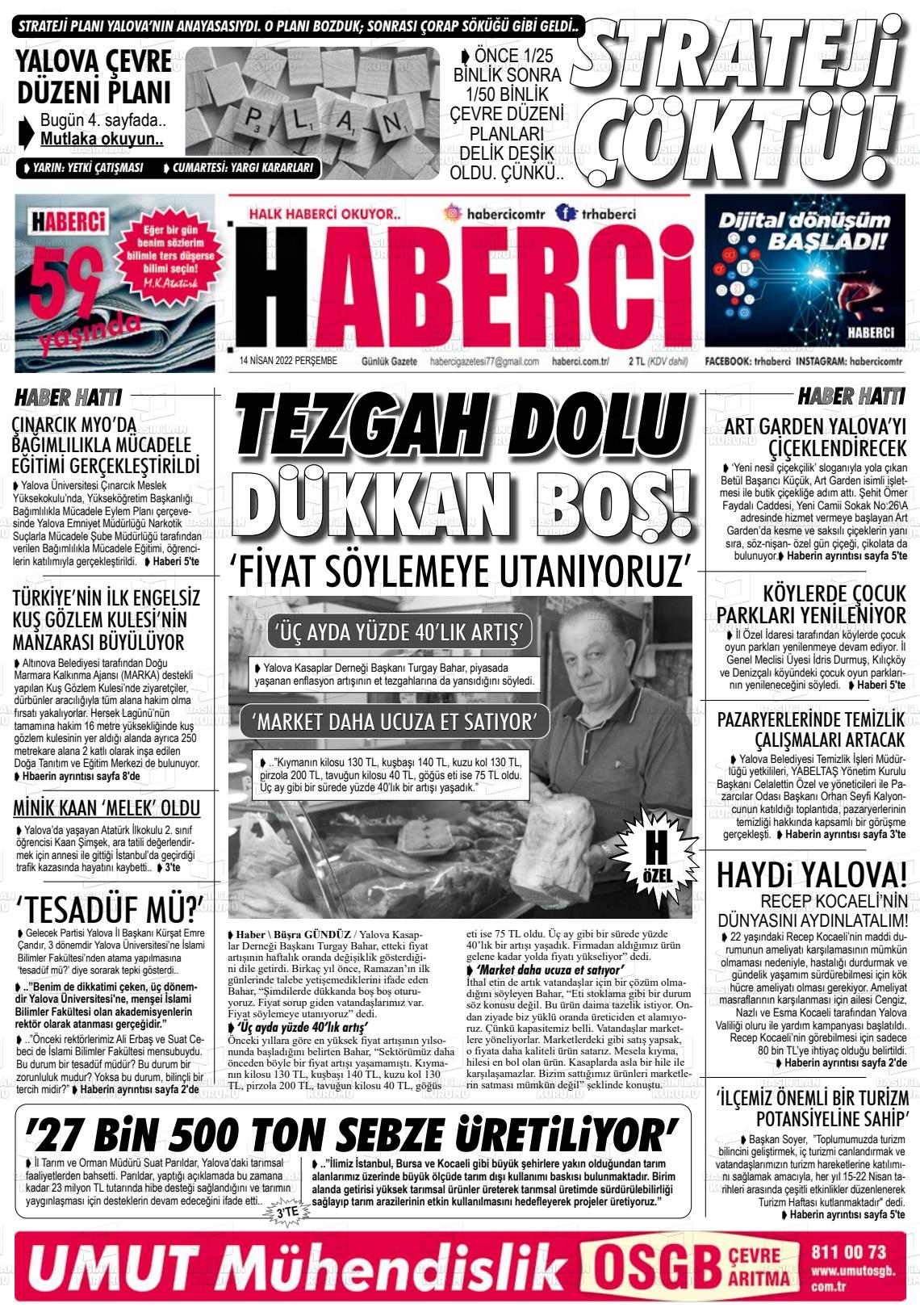 14 Nisan 2022 Haberci Gazete Manşeti