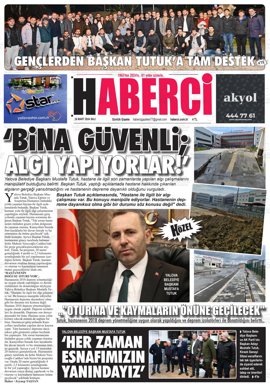 26 Mart 2024 Haberci Gazete Manşeti