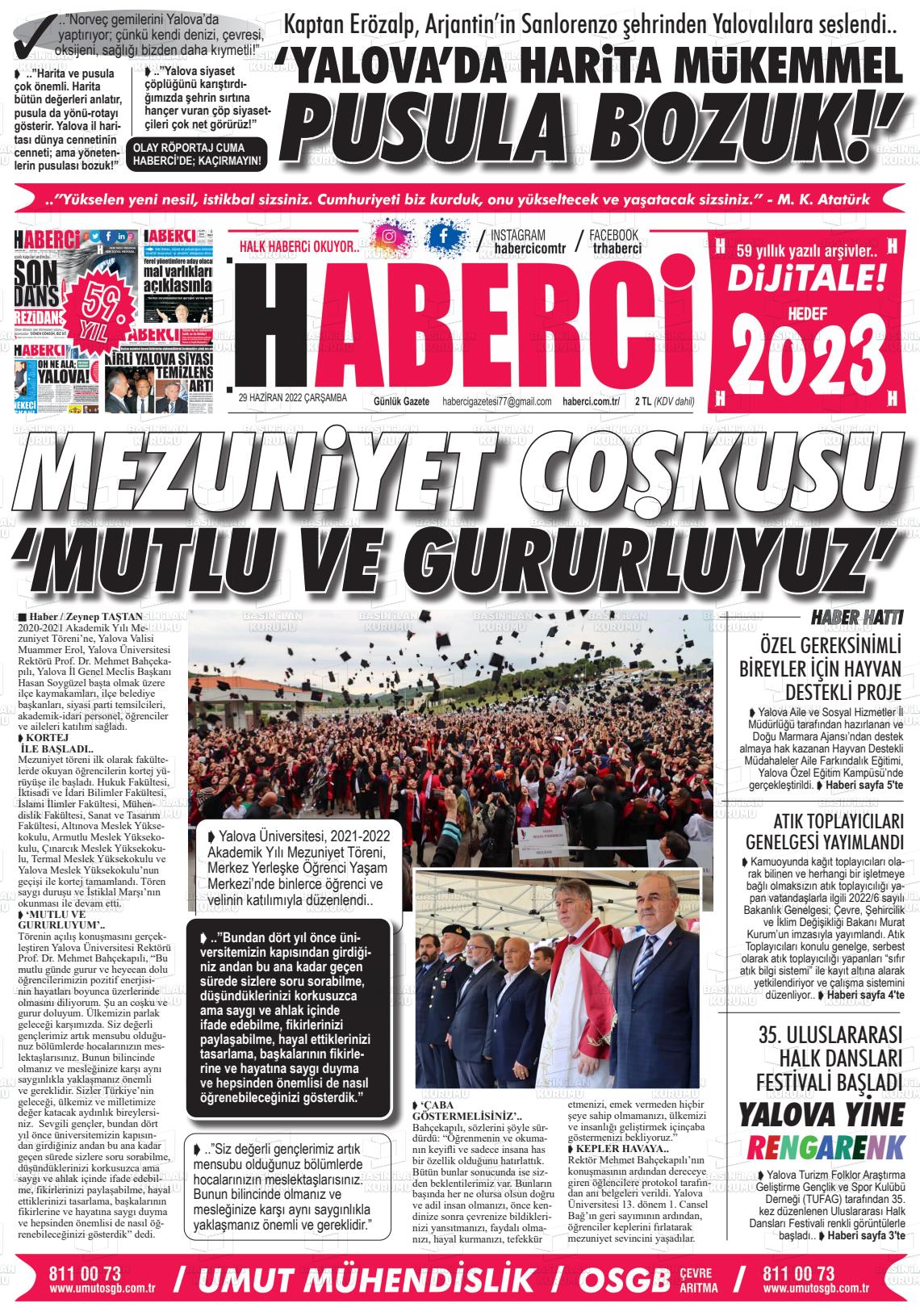 29 Haziran 2022 Haberci Gazete Manşeti