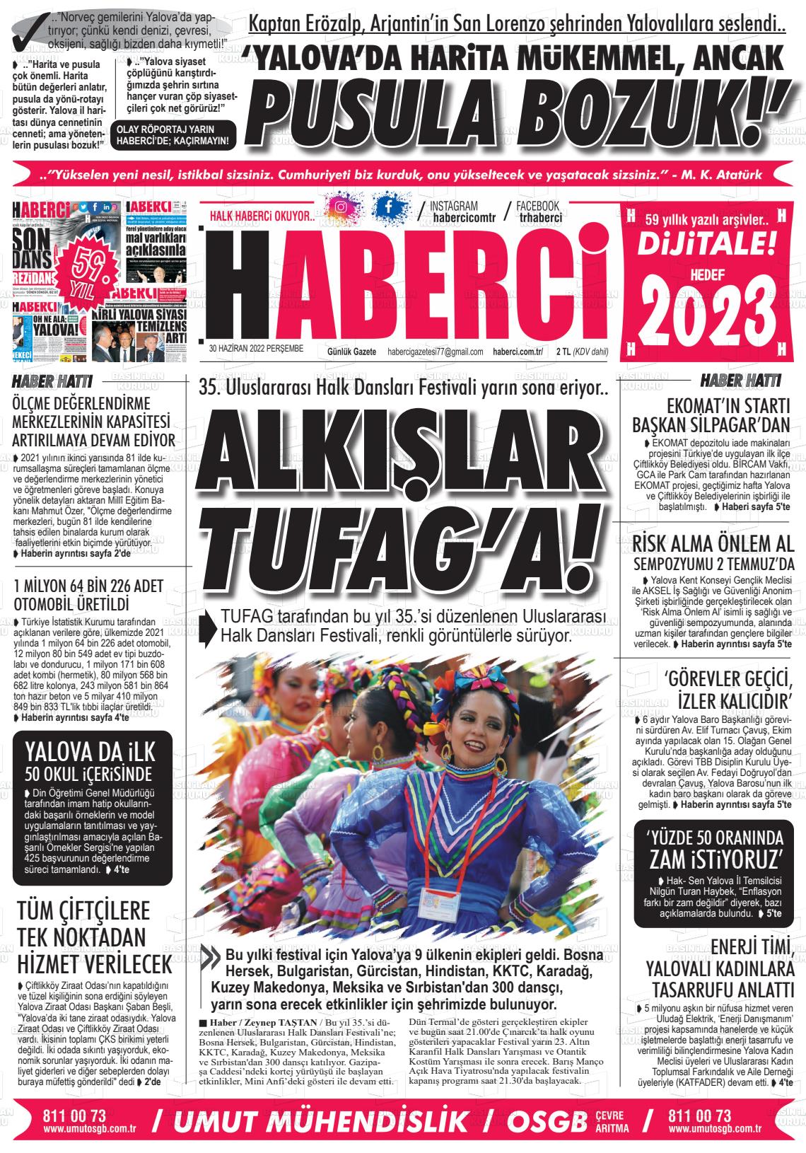 01 Temmuz 2022 Haberci Gazete Manşeti