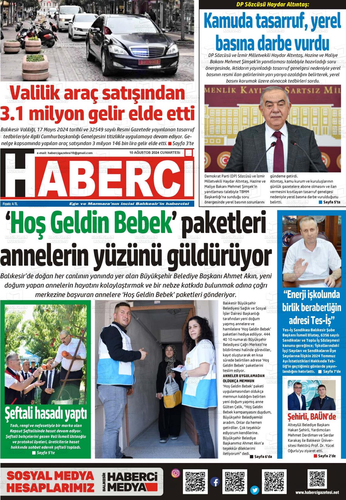 10 Ağustos 2024 Balıkesir Haberci Gazete Manşeti