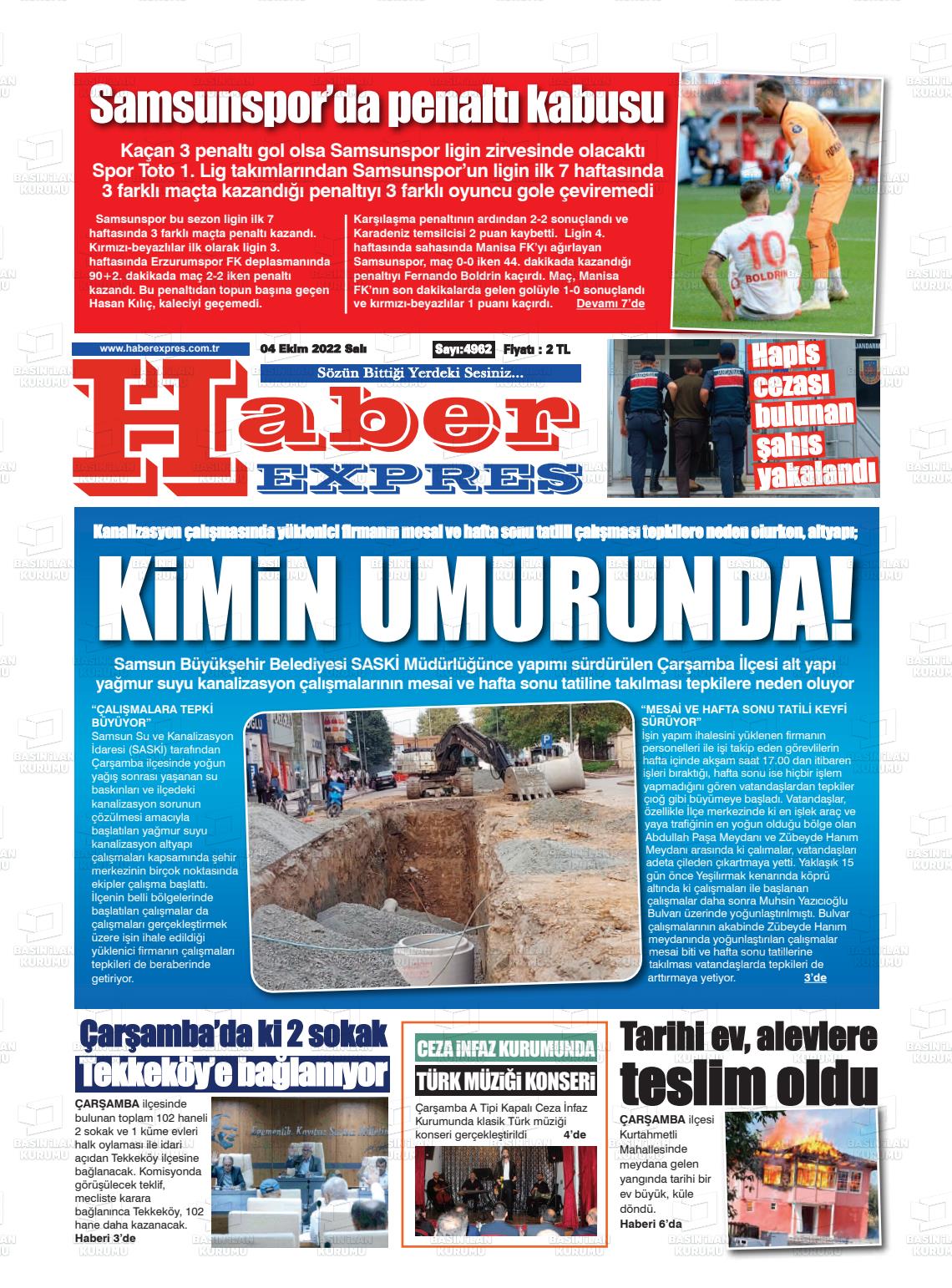 04 Ekim 2022 Haber Expres Gazete Manşeti