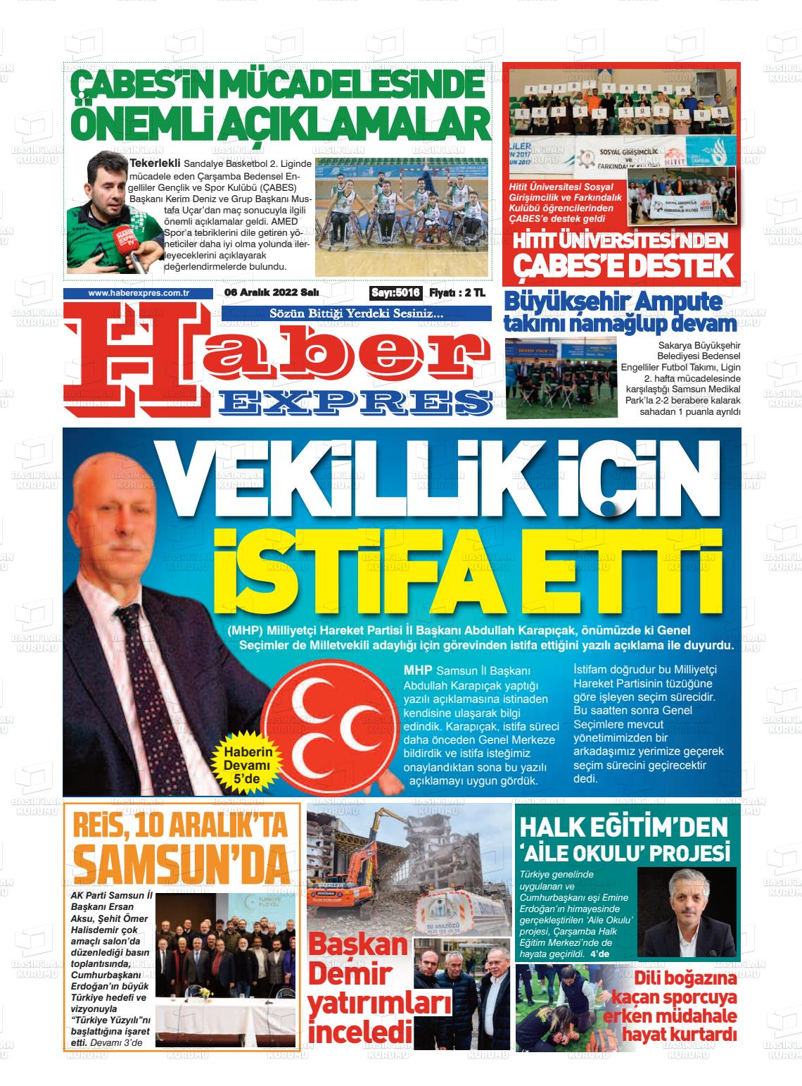 06 Aralık 2022 Haber Expres Gazete Manşeti
