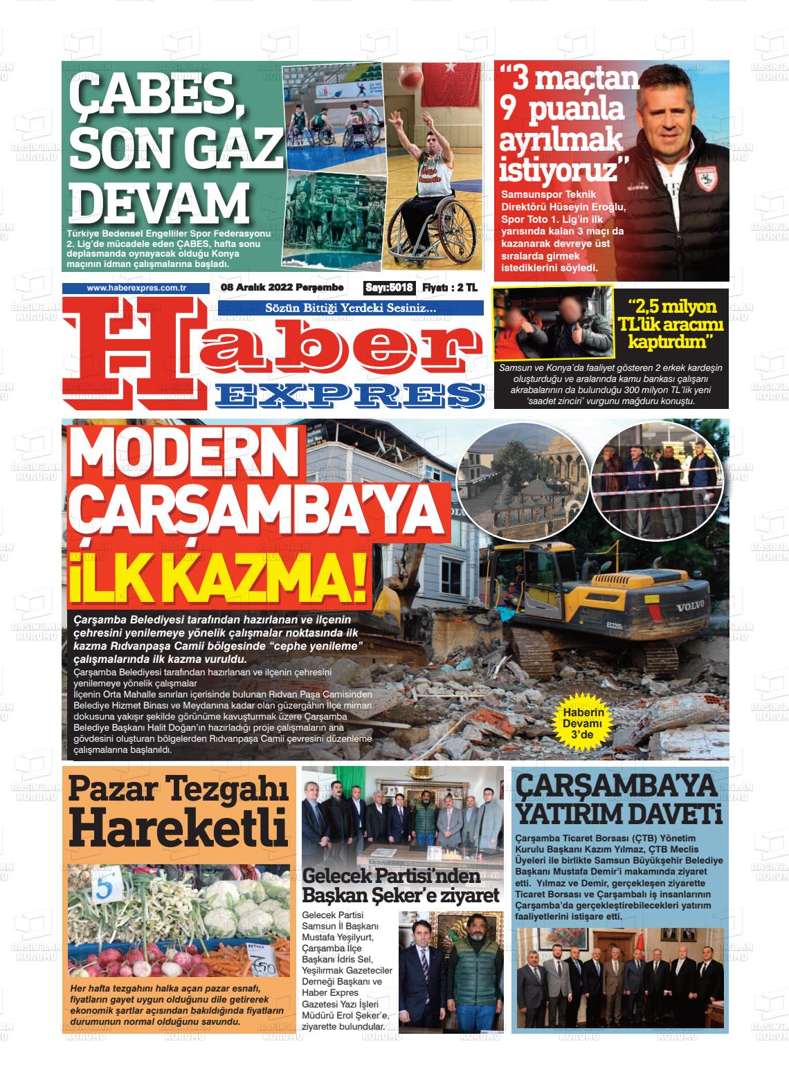 08 Aralık 2022 Haber Expres Gazete Manşeti