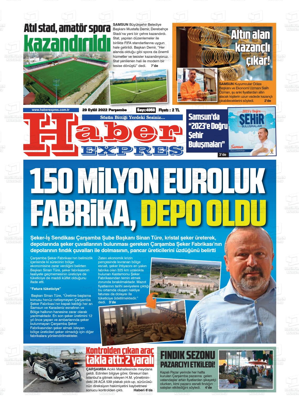 29 Eylül 2022 Haber Expres Gazete Manşeti